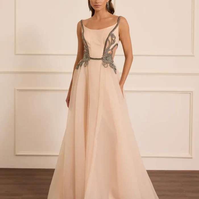 Taş İşlemeli Askılı Abiye